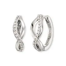 Produktbild: Engelsrufer Creolen Paradise Ohrringe für Damen aus 925er Sterlingsilber, Zirkonia, rhodiniert, Clipverschluss, 16,5 mm, nickelfrei, Allergiker geeignet, ERE-PARADISE-ZI-CR