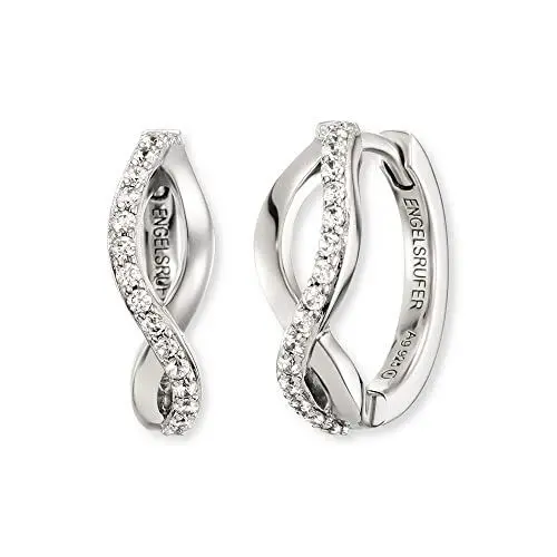 Produktbild: Engelsrufer Creolen Paradise Ohrringe für Damen aus 925er Sterlingsilber, Zirkonia, rhodiniert, Clipverschluss, 16,5 mm, nickelfrei, Allergiker geeignet, ERE-PARADISE-ZI-CR
