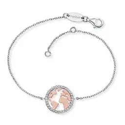 Produktbild: Engelsrufer Damen-Armband aus 925 Silber mit Rosegold Welt und Zirkonia, ERB-WORLD-BICOR-ZI