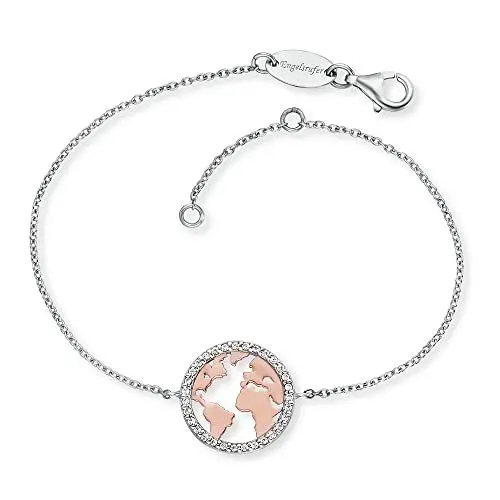Produktbild: Engelsrufer Damen-Armband aus 925 Silber mit Rosegold Welt und Zirkonia, ERB-WORLD-BICOR-ZI