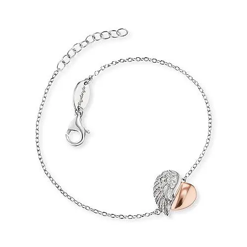 Produktbild: Engelsrufer Damen Armband aus Sterling Silber mit Herzflügel Anhänger, Bicolor, Zirkonia Steine, längenverstellbar (17–20 cm), nickelfrei, Allergiker freundlich