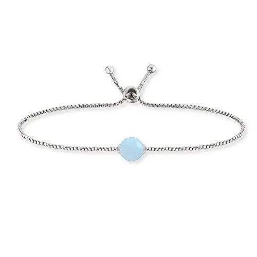 Produktbild: Engelsrufer Damen Armband aus Sterling Silber und blauer Achat Kraftstein Anhänger, verstellbarer Schiebeverschluss, nickelfrei, ERB-LILGEM-BA