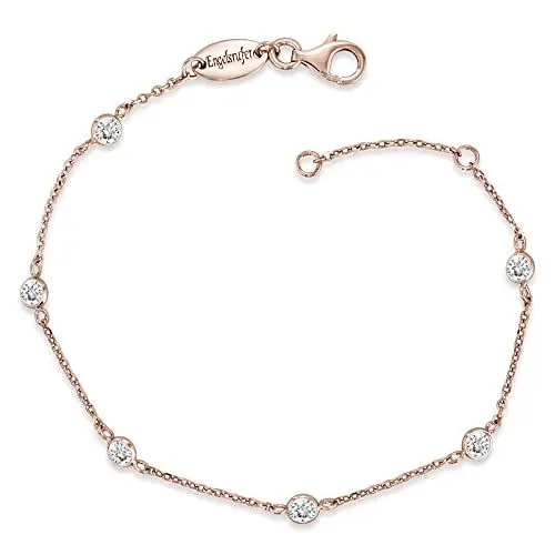 Produktbild: Engelsrufer Damen Armband aus rosévergoldetem Sterling Silber besetzt mit 6 Zirkonia Steinen, Karabinerverschluss, in zwei Längen verstellbar, nickelfrei, ERB-LILMOON-ZI-R