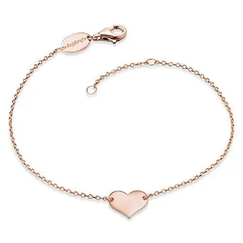 Produktbild: Engelsrufer Damen-Armband aus rosévergoldetem Sterling Silber mit Herz-Anhänger, 17 + 2 cm, nickelfrei