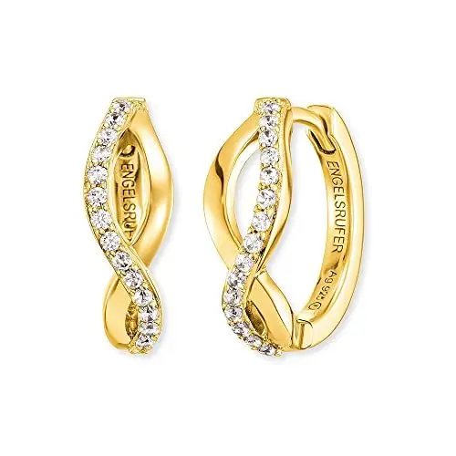 Produktbild: Engelsrufer Damen Creole Paradise aus vergoldetem Sterling Silber, besetzt mit 30 Zirkonia Steinen, Clipverschluss, nickelfrei, 16,5 mm, ERE-PARADISE-ZI-G-CR