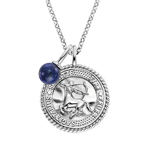Produktbild: Engelsrufer Damen Halskette aus Sterling Silber und Sternzeichen Schütze Anhänger - besetzt mit 3 Zirkonia Steinen und einem blauen Lapislazuli Stein Anhänger - Länge: 50cm