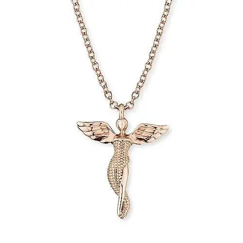 Produktbild: Engelsrufer Damen Halskette aus rosévergoldetem Sterling Silber mit Engel Anhänger, Karabinerverschluss, in zwei Längen verstellbar, nickelfrei, ERN-LILANGEL-R