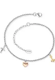Produktbild: Engelsrufer Fußkettchen Glaube Liebe Hoffnung für Damen, Edelstahl, Tricolor, silberfarben, Rosegold, Gold, verstellbare Länge, nickelfrei, Allergiker geeignet