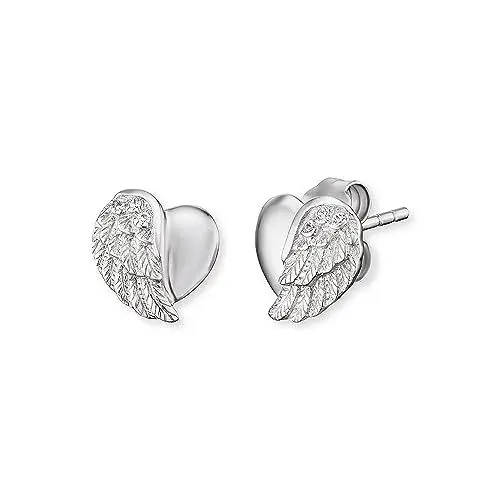 Produktbild: Engelsrufer Damen Ohrstecker Herzflügel Bicolor aus Sterling Silber, Zirkonia Steine, Steckverschluss, nickelfrei, Allergiker freundlich