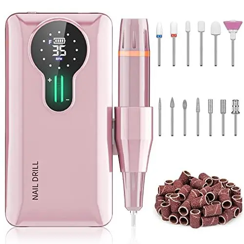 Produktbild: ENGERWALL Professionelles Maniküre-Pediküre-Set,Wiederaufladbare Nagelfräse 35000 u/min,Tragbare Kabellose Elektrische Nagelfeile,Nagelpflege-Werkzeug zum Schleifen,Trimmen und Polieren,Rosa(Pro)