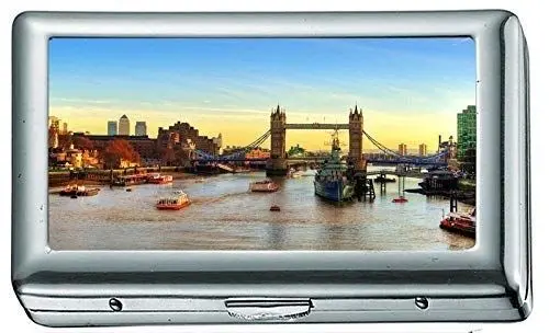 Produktbild: England London Bridge River Schiffe bei Sonnenuntergang Zigarettenetui / -schachtel, Kreditkartenetui für Frauen, Männer