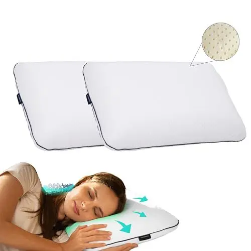 Produktbild: ENGLISH HOME 2er Set Kopfkissen 40x60 cm, Memory Foam Kissen, Orthopädisches Kissen, Nackenstützkissen, Stützend Atmungsaktives Nackenkissen Kopfkissen, Waschbaren Schlafkissen, Hart, 16 cm Hoch