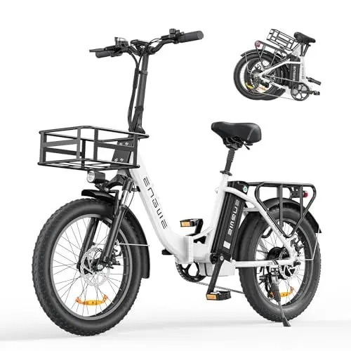 Produktbild: ENGWE E Bike Klappbar Ebike 20 Zoll Elektrofahrräder mit Korb, 36V 15.6Ah Akku, 25km/h Reichweite bis zu 140KM