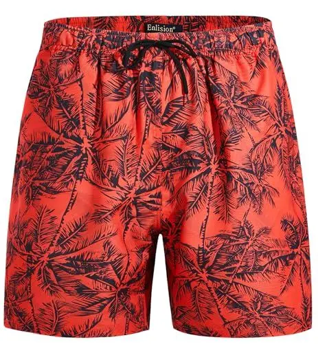 Produktbild: Enlision Badehose Herren Kurze Badehose für Herren Schnelltrocknend Badeshorts Hawaiihose mit Taschen Freizeit Strandhose Schwimmhose M