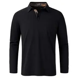 Produktbild: Enlision Poloshirt Herren Langarm Polohemd Schwarz Casual Golf Poloshirts Baumwolle Regular Fit Sport Polo T-Shirt Männer L