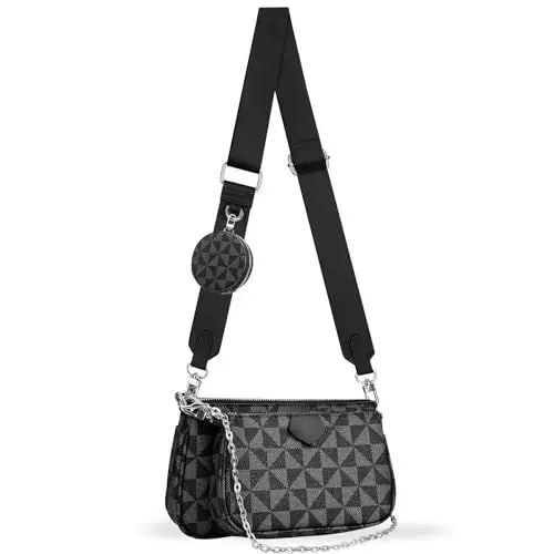 Produktbild: ENONEO Handytasche zum Umhängen Klein Handy Umhängetasche Damen Leder PVC Handytasche Damen Groß Handy Tasche Kette Schultertasche Crossbody Bag Elegant Umhängetasche mit Breitem Schultergurt