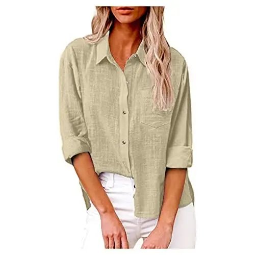 Produktbild: ENPAP Mantel Damen mit Reverskragen Shirt Arbeits Winter Slim Fit Schlichtes Oversiz Mantel Women Weich Knopfleiste Lässige Langen ärmeln Beige