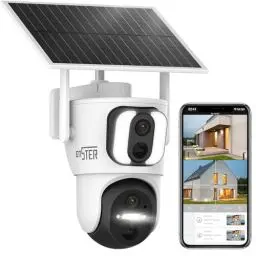 Produktbild: ENSTER 2K Überwachungskamera Aussen Akku Solar, WLAN Kamera Outdoor, Automatische Verfolgung, Personenerkennung, Bewegungserkennung, Außenkamera Kabellos, Solarpanel, Farbige Nachtsicht, 2-Wege-Audio