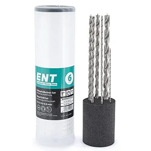 Produktbild: ENT 09246 6-tlg. Holzbohrer-Set HSS-G, Ø 2-8 mm, Nutzlänge 100/135 mm, Gesamtlänge 150/200 mm