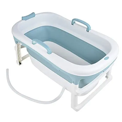 Produktbild: Entatial Haushaltsbadewanne, umweltfreundliche tragbare Babybadewanne, platzsparend, geruchsneutral, zusammenklappbar mit Abdeckung für Duschraum für Erwachsene für Wohnzimmer für Babys