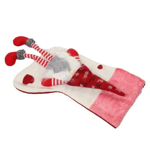 Produktbild: Wichtel-Weihnachtsstrumpf, Bezaubernde Deko-Tasche Zum Aufbewahren von Geschenken für Kamin und Weihnachtsbaum (WHITE)