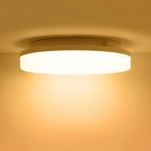 Produktbild: ENUOTEK 15W LED Bad Deckenleuchte Badezimmer Lampe Dimmbar, IP54 Wasserdicht, Warmweiß 3000K, Ø22CM Rund Badlampe Decke für Bad Schlafzimmer Flur Küche Wohnzimmer Balkon