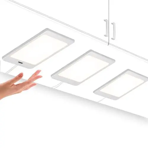 Produktbild: ENUOTEK 3er LED Küchenunterbauleuchten Schrankleuchten Flach Arbeitsplattenbeleuchtung Küche Lampen mit Berührungsloser Sensor Schalter und Stufenloser Dimmfunktion, 5W 450Lm, Neutralweiß 4000K