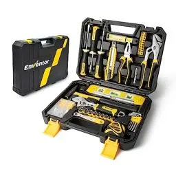 Produktbild: ENVENTOR Werkzeugkoffer, 158-tlg Haushalts Werkzeug-Set, Gefüllt, Werkzeugkasten mit Schraubendreher Set, Hammer, Zange und Ratsche Steckschlüsselsatz, Werkzeugkiste für Haushalt DIY, Garage, Auto