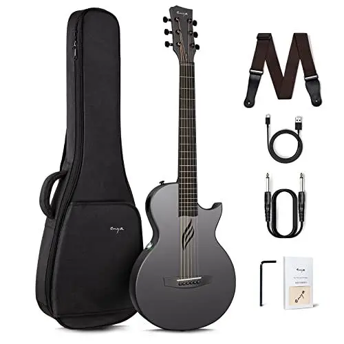 Produktbild: Enya 35-Zoll Anfänger Gitarre Set - Kohlefaser Schwarz Nova Go SP1 Akustik Gitarre Cutaway Carbon Fiber Acoustic Guitar für Kinder Erwachsene