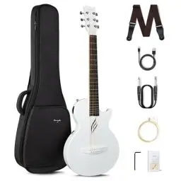 Produktbild: Enya Acoustic Electric Guitar Set - 35 Zoll Weiß Nova Go SP1 Akustik Gitarre mit Smart AcousticPlus Tonabnehmer Klein und leicht für Kinder Erwachsene Anfänger Starter Set Reise Band Konzert