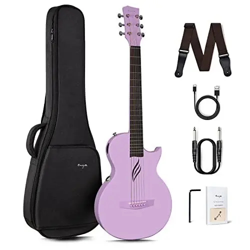 Produktbild: Enya Akustik Elektrische Gitarre Set - Kohlefaser 35 Zoll Nova Go SP1 Guitar für Kinder Erwachsene Anfänger Starter Kit mit Smart AcousticPlus Tonabnehmer Bass Westerngitarre Reise Festival Geschenke