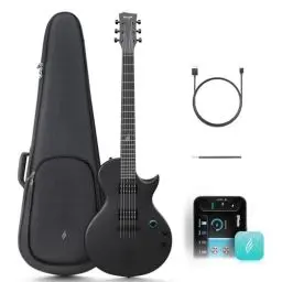 Produktbild: Enya E-Gitarre Nova Go Sonic – Schwarz Intelligente E-Gitarre aus Kohlefaser mit Kabellosem 10-W-Lautsprecher, Integrierten Voreinstellungen, Ladekabel, Einstellschlüssel und Gigbag
