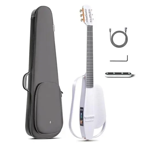Produktbild: Enya NEXG 2N E-Gitarren Sets - 38 Zoll Weiss Elektro Akustik Gitarre Smart Silent Reisegitarre Westerngitarre Konzertgitarre klassische nylonsaiten für Erwachsene Kinder Anfänger Heim Schul Geschenk