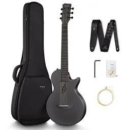 Produktbild: Enya Nova Go Akustikgitarre aus Kohlefaser, 1/2-Größe, Anfänger Gitarre für Erwachsene, Reisen, Akustik, mit Geschenkverpackung, EVA-Gigbag, Gitarrengurt, Reinigungstuch (Schwarz)