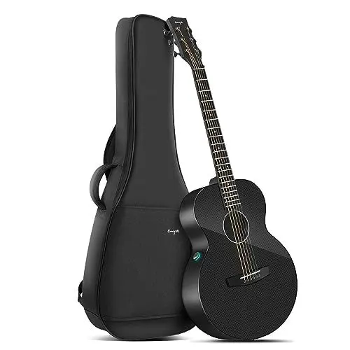 Produktbild: Enya X3 PRO Mini Gitarre - 36 Zoll Schwarz Kohlefaser Elektro-Akustische Gitarren für Kinder Erwachsene Anfänger Spielen und Singen Electric Acoustic Travel Guitar Festival Geschenk