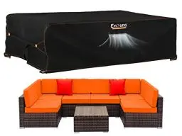 Produktbild: Enzeno Abdeckung Gartenmöbel Rechteckig, 250x210x90cm, Wasserdichte Abdeckung für Gartentisch 420D Oxford Gewebe, Outdoor-Tischabdeckung mit Luftauslass für Tische und Stühle, Sofas, Rattanmöbel
