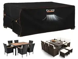 Produktbild: Enzeno Gartenmöbel Abdeckung Wasserdicht, 180x120x74cm, Winterfest Abdeckplane Gartenmöbel, 420D Oxford Gewebe Abdeckhaube Gartentisch Rechteckig, Schutzhülle Tisch für Gartentisch Sitzgruppe