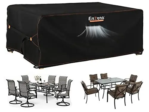 Produktbild: Enzeno Gartenmöbel Abdeckung Wasserdicht, Winterfest Abdeckplane Gartenmöbel, 420D Oxford Gewebe Schutzhülle Gartentisch, Abdeckung Gartenmöbel Tisch für Gartentisch Sitzgruppe, Rechteckig 160x90x74cm