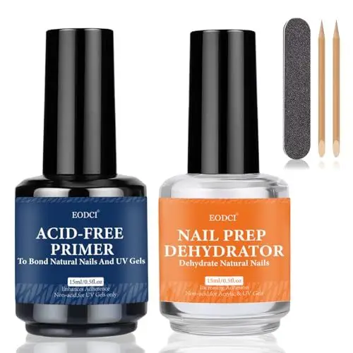 Produktbild: Eodci Primer für Gelnägel Dehydrator für Nägel, 15ml Professional Acid Free Prep Dehydrat und Primer Set fur Nail Art UV Gel Nagellack Dip Powder Acrylnägel