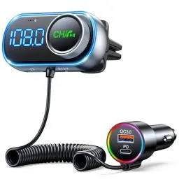 Produktbild: EOIWUY Bluetooth 5.3 Adapter Auto, (Hi-Fi Bass Boost) FM Transmitter Auto Bluetooth mit PD 36W & QC3.0 18W Auto Ladegerät, Kfz Radio Bluetooth Adapter, Freisprecheinrichtung, AUX-Ausgang
