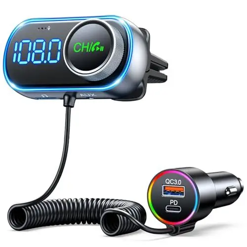 Produktbild: EOIWUY Bluetooth 5.3 Adapter Auto, (Hi-Fi Bass Boost) FM Transmitter Auto Bluetooth mit PD 36W & QC3.0 18W Auto Ladegerät, Kfz Radio Bluetooth Adapter, Freisprecheinrichtung, AUX-Ausgang