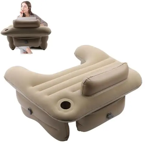 Produktbild: EOJDDPA Umweltfreundliches Aufblasbares Lesekissen für Bett und Sofa - Armlehnen, Nacken und Handgelenkstütze - Faltbares Tragbares Couchkissen für Erwachsene(Beige)