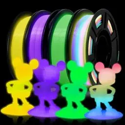 Produktbild: EONO 250g*4 Leuchtendes PLA Filament 1,75 mm Set, 3D Drucker Leuchtendes Filament Set für 3D Drucker, Glow in the Dark Filament, 250g*4 Set, Gelb+Lila+Grün+Weiß bis Regenbogen