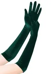 Produktbild: EORUBE 1920s Handschuhe für Damen Ellenbogen Lange Samt Handschuhe Party Kostüm Handschuhe (Dunkelgrün)