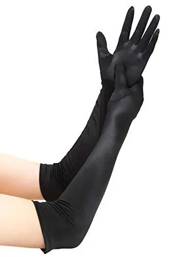 Produktbild: EORUBE 1920s Handschuhe für Damen Ellenbogen Lange Satin Handschuhe Party Kostüm (Schwarz)