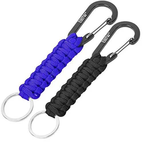 Produktbild: EOTW Schlüsselbund mit Karabinerhaken - Schlüsselanhänger mit Verriegelung Kleiderbügel Überlebenskits Armee für Reiseflasche Autoschlüssel Jungen Mädchen Männer Frauen (1 Schwarz 1 Blau)