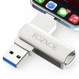 Produktbild: EOZNOE 256GB USB Stick für iPhone Flash-Laufwerk, 3-in-1 Phone Speicherstick USB 3.0 Externer Speicher, Phone-Foto-Stick Speichererweiterung kompatibel mit Phone/iPad/Android/PC/Mac