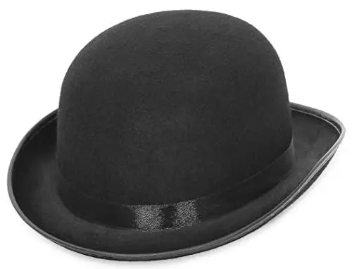 Produktbild: EOZY Herren Damen Melone Bowler Hut Herbst Reiterhut Filzhut Erwachsenenhut Fedora Partyhut Fasching Karneval Kappenhöhe 12cm Schwarz