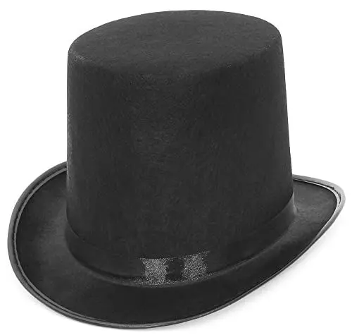 Produktbild: EOZY Zylinder Hut Herren Damen Hoher Hut Erwachsenenhut mit Satinband Top Hat Partyhut für Zauberer Karneval Fasching (Kappenhöhe 16cm, Schwarz)