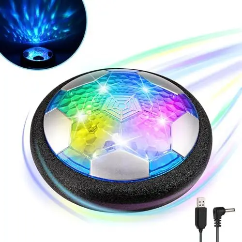Produktbild: EPCHOO Air Power Fußball, Indoor Hover Ball Leuchtender Schwebender Ball mit LED, Fliegender Ball Wiederaufladbar, Fussball Geschenke ab 3 4 5 6+ Jahre Jungen Mädchen, Outdoor Spielzeug für Kinder